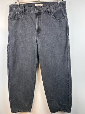 Levi’s Baggy Dad Jeans Black Acid Wash Size 32 High Rise Relaxed Straight Denim